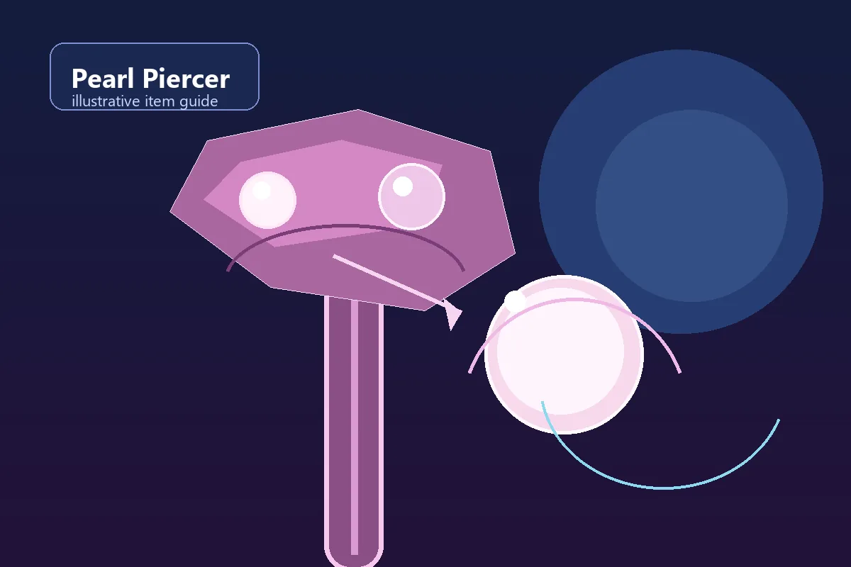 Illustrative pearl-themed hammer and gemstone for a Pearl Piercer FTF trade guide